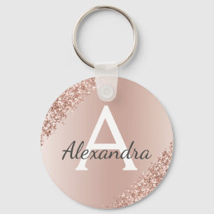 Roségoldene falsche Edelstahl-Monogramm Schlüsselanhänger
