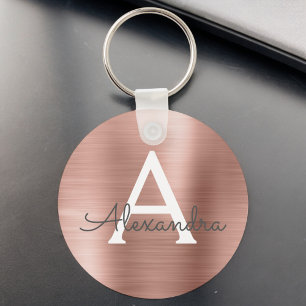 Roségoldene falsche Edelstahl-Monogramm Schlüsselanhänger