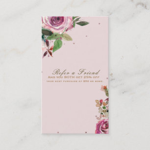 Roségoldene Florale Moderne "Blush Pink" Freunde w Empfehlungskarte