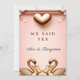 🌸 Roségoldene Hochzeitsschwan-Paar-Themeneinheit  Einladung