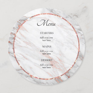 roségoldene Marmor elegante Menü Menükarte