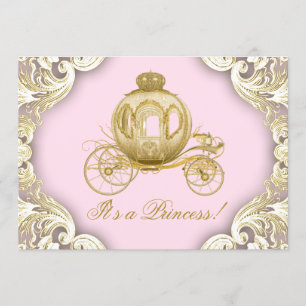 Roségoldene Prinzessinnen-Kutsche - Babyshower für Einladung