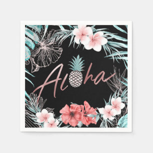 Roségoldene Tropische Ananas Botanische Aloha Luau Serviette