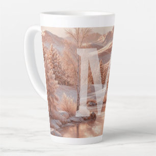 Roségoldene Winter-Wunderland-Landschaft Gefroren Milchtasse