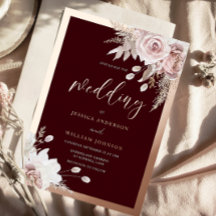 Roségoldfolie Burgunderrot Hauch Florale Hochzeit