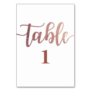 roségoldfolie, elegant, glitzernd, Tischkarte Tischnummer