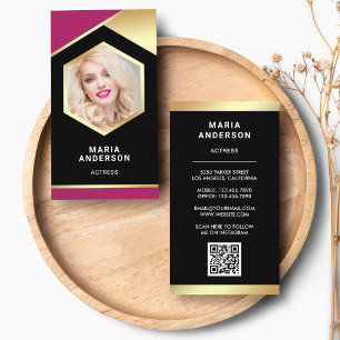 Roségoldfolie Model Schauspielerin QR-Code Foto Visitenkarte