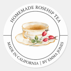 Rosehip Tea Modernes Label Runder Aufkleber