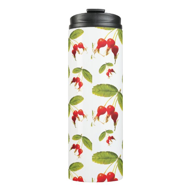 Rosehips Muster 4 Winkel Thermosbecher (Vorderseite)