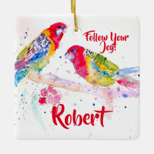 Rosella-Papagei-Aquarell-Ehemann-Name-Dekoration Keramikornament