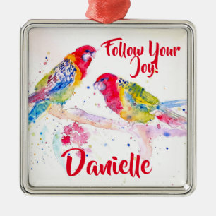 Rosella-Papagei Aquarell-Malerei Namensdekoration Ornament Aus Metall