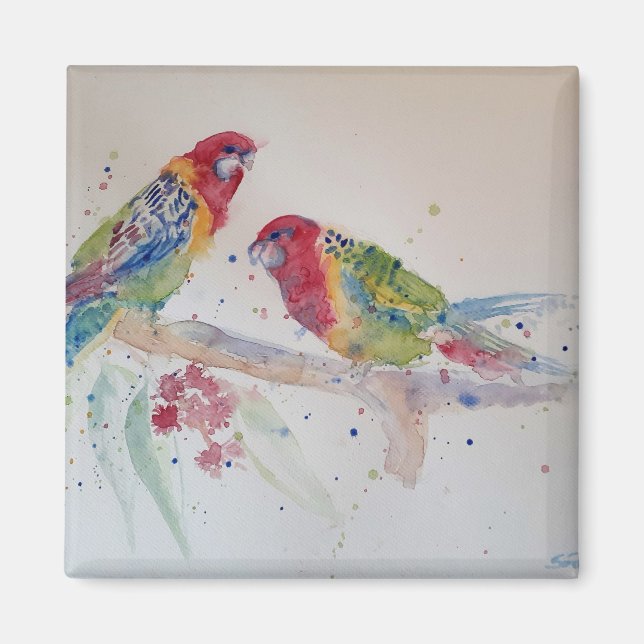 Rosella Parrot Aquarellmalerei Magnet (Vorne)