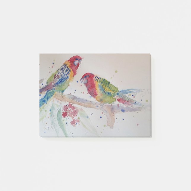 Rosella Parrot Aquarellmalerei Post-it Klebezettel (Vorderseite)