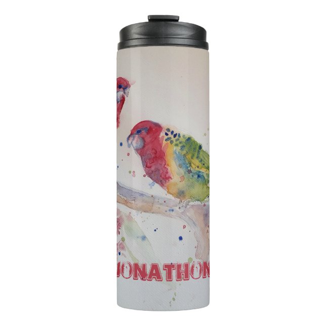 Rosella Parrot Aquarellmalerei Thermal Thermosbecher (Vorderseite)