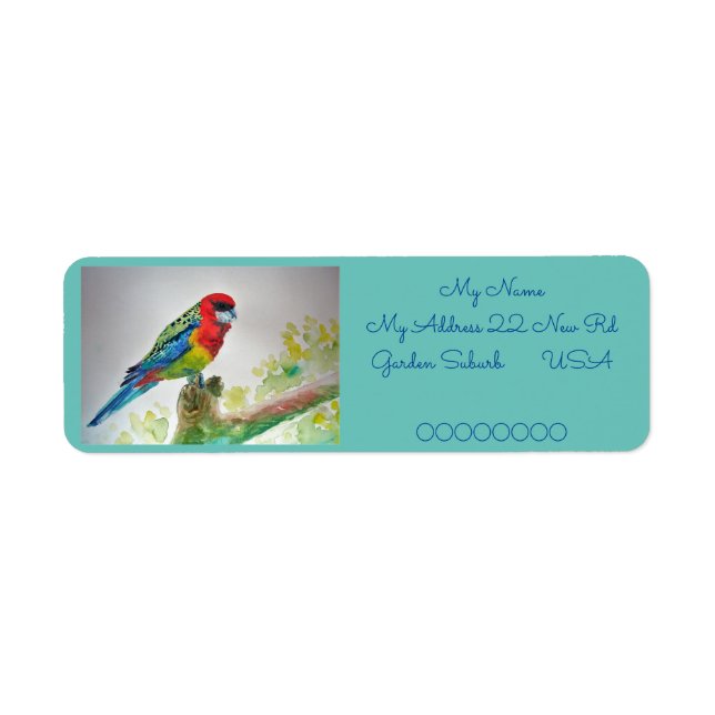 Rosella Parrot Rücksendeadressen-Aufkleber (Vorne)