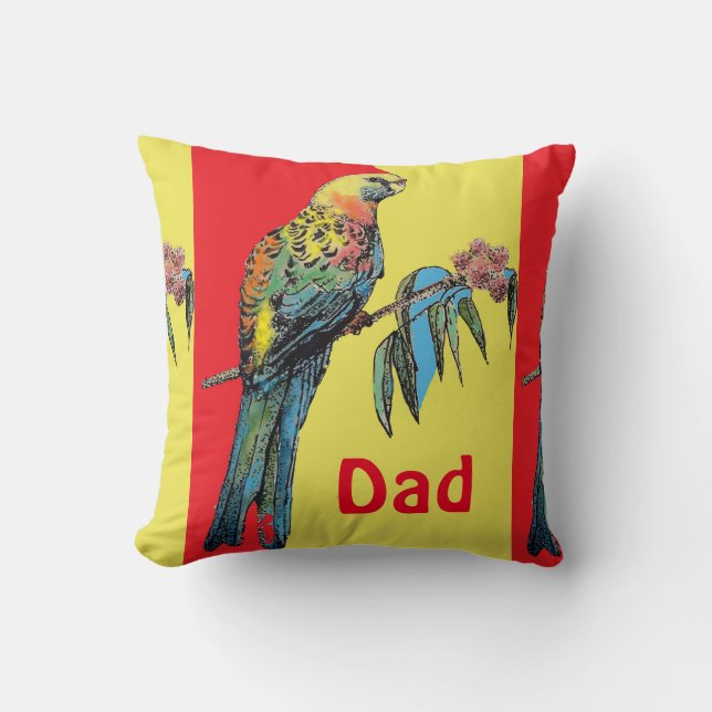 Rosella Parrot Watercolor Vater Kissen (Vorderseite)