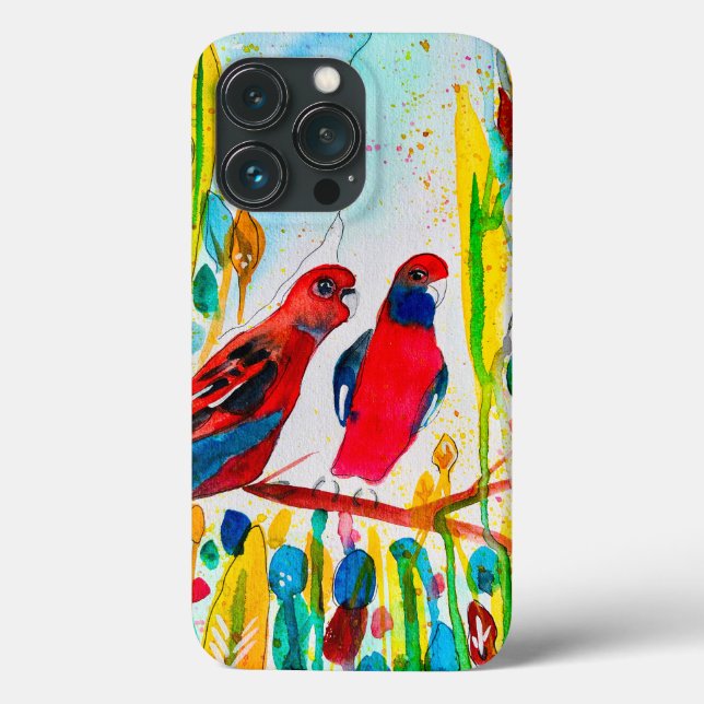 Rosella-Vögel in der Baumwasserfarbenkunst Case-Mate iPhone Hülle (Rückseite)