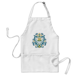 Rosemaling in Blau und Gold Schürze