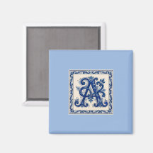 Rosemaling-Monogramm Preußischblau