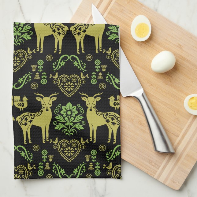 Rosemaling Norwegische Volkskunst Geschirrtuch (Viertel Falte)