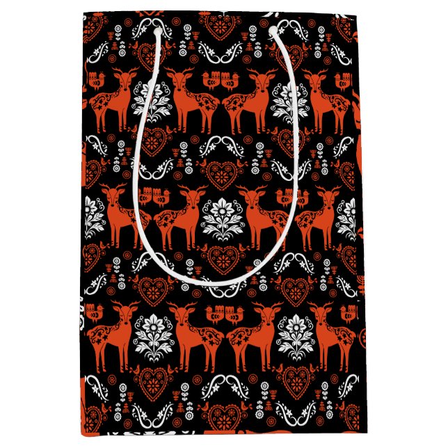 Rosemaling Norwegische Volkskunst Mittlere Geschenktüte (Vorderseite)