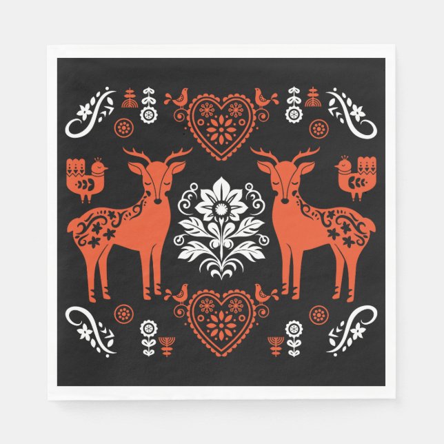 Rosemaling Norwegische Volkskunst Serviette (Vorderseite)