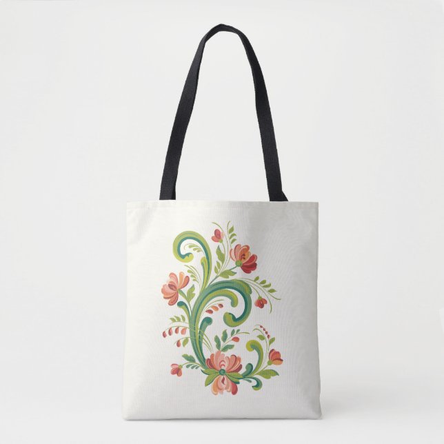 Rosemaling Rot und Rosa Tasche (Vorderseite)