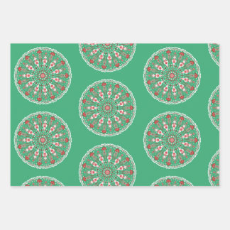 Rosemaling Vintage-Ornamente Mandala in Türkis Geschenkpapier Set