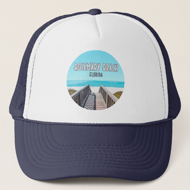 Rosemary Beach Florida Golf Coast Vintag Truckerkappe (Vorderseite)