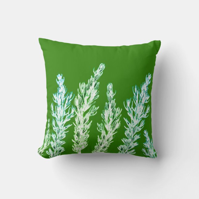 Rosemary Herb Blätter Branch Cushion Throw Kissen (Vorderseite)