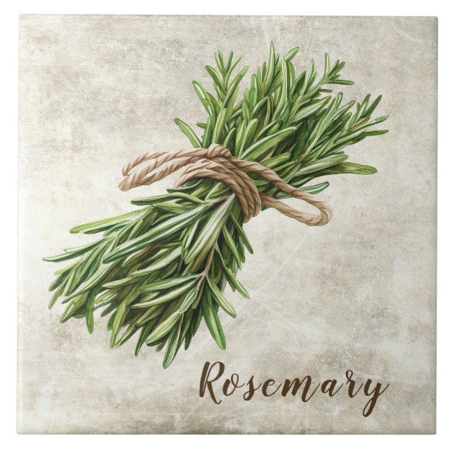 Rosemary Rustic Herbs  Faux Ceramic Tile Fliese (Vorderseite)
