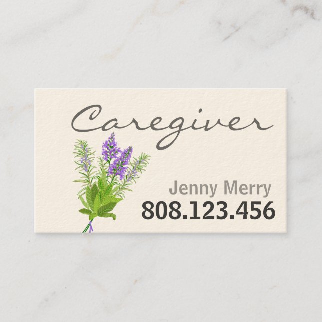 Rosemary Sage: Caregiver Business Cards Visitenkarte (Vorderseite)