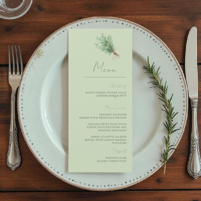 Rosemary Sage Green Rustic Menu Menükarte (Von Creator hochgeladen)