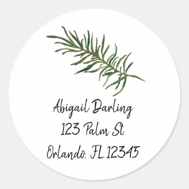 Rosemary Sprig Illustration benutzerdefinierte Adr Runder Aufkleber (Vorderseite)