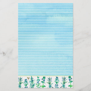 Rosemary Thyme Herbs Honeybee Blue Lined Briefpapier