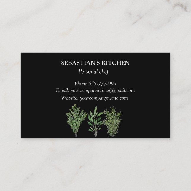 Rosemary Thyme Sage Herbs Koch Pots Visitenkarte (Vorderseite)