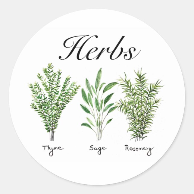 Rosemary Thyme Sage Herbs Küche Koch Runder Aufkleber (Vorderseite)