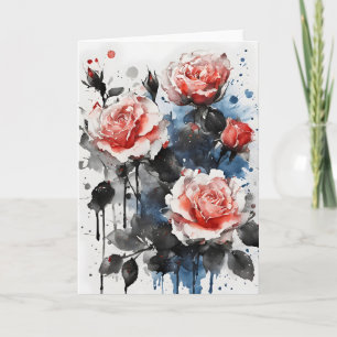Rosen - Aquarellblumen Karte