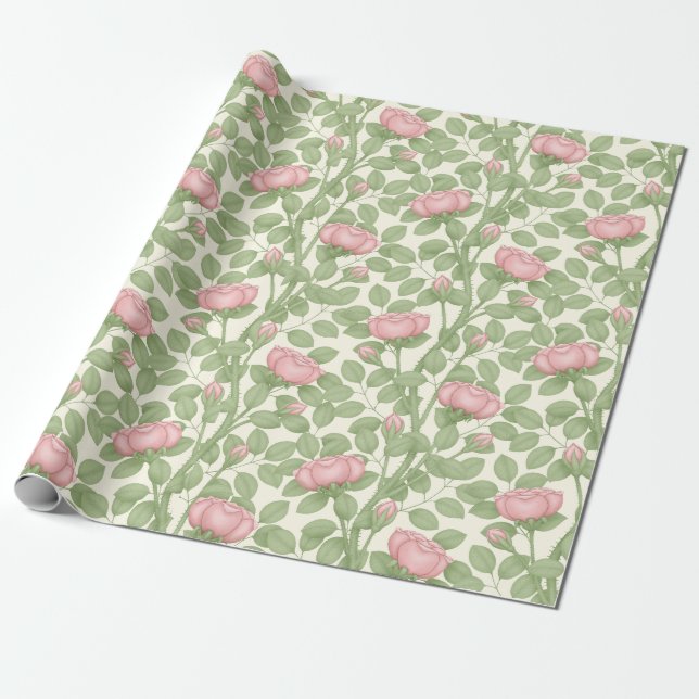 Rosen auf Creme (groß) Geschenkpapier (Ungerollt)