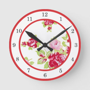 Rosen auf weißer Wand-Uhr Runde Wanduhr