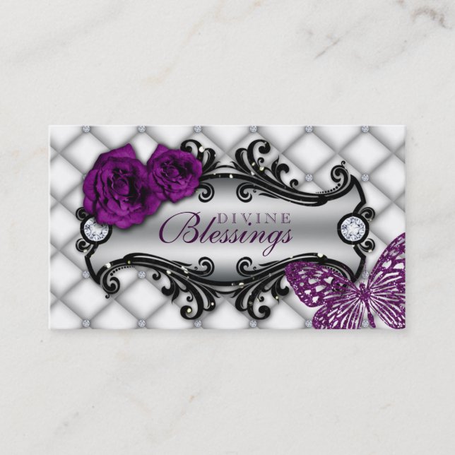 Rosen-Blumen-Mode-Schmuck-Schmetterlings-Glitzer Visitenkarte (Vorderseite)