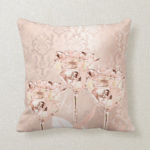 Rosen-Blumen-Rosa erröten Pulver-Lux-Metalldamast Kissen