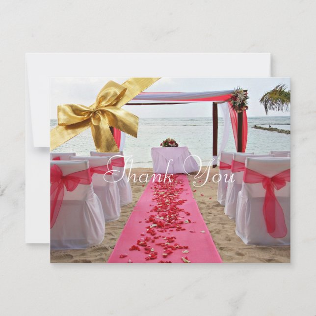 Rosen-Blumenblätter auf roter Teppich-Hochzeit Dankeskarte (Vorderseite)