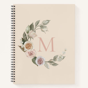 Rosen Blumenkranz Monogramm Anfangsbuchstabe Rezep Notizbuch