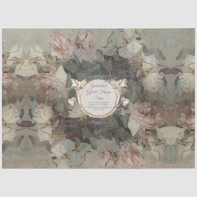Rosen Blumenrosa Elegantes Gold Geschenk Seidenpapier (Vorderseite)