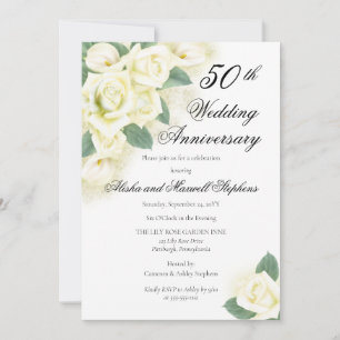 Rosen-Blumenstrauß 50. Hochzeitstag Party Einladung