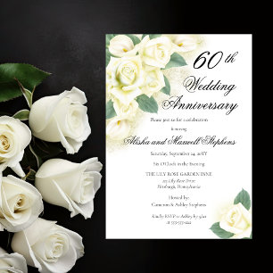 Rosen-Blumenstrauß 60. Hochzeitstag-Party Einladung