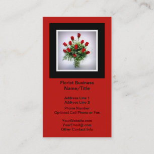Rosen-Blumenstrauß-vertikales schwarzes Rot des Visitenkarte