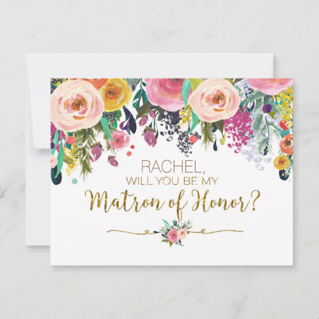 Rosen-Blumenwille sind Sie meine Matrone der Einladung (Vorderseite)