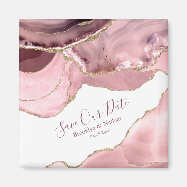 Rosen Blush Agate Save the Date Magnet (Vorne)